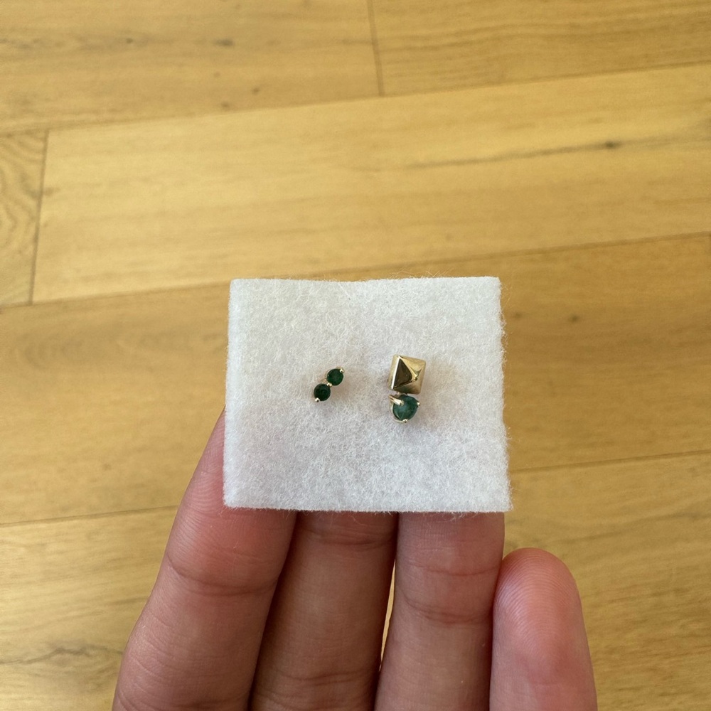 The Last Line LA Emerald 14K Piercing Studs